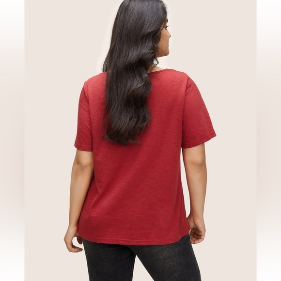 BloomChic Plus Size 3XL Plain V Neck Lace Panel T-shirt us22-24 - Picture 2 of 8